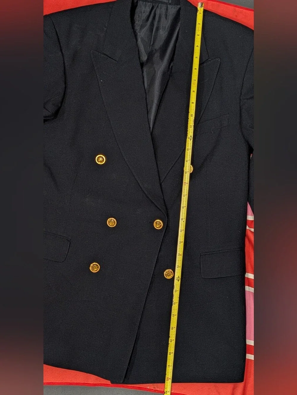Louis Feraud Black Double Breasted Gold Button Logo Blazer Men'S US 42 / EU 52